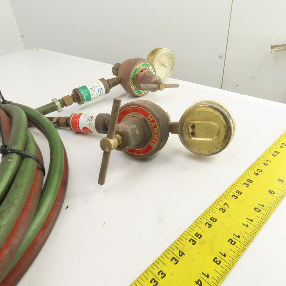 Harris 447-50 447NC-15 Oxygen & Acetylene Regulator/Hose Assembly 12' W/Arrestor