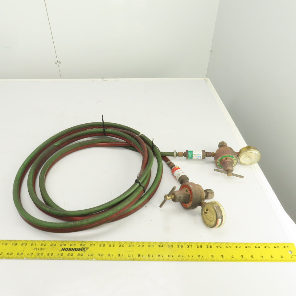 Harris 447-50 447NC-15 Oxygen & Acetylene Regulator/Hose Assembly 12' W/Arrestor