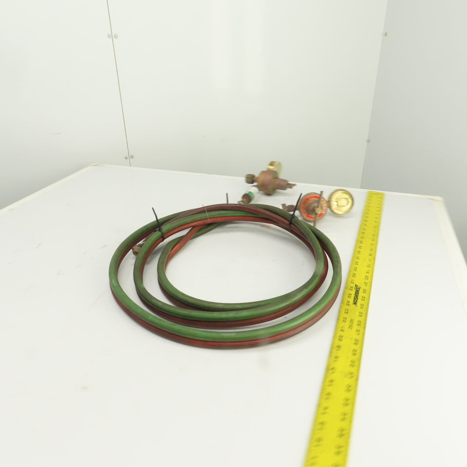 Harris 447-50 447NC-15 Oxygen & Acetylene Regulator/Hose Assembly 12' W/Arrestor