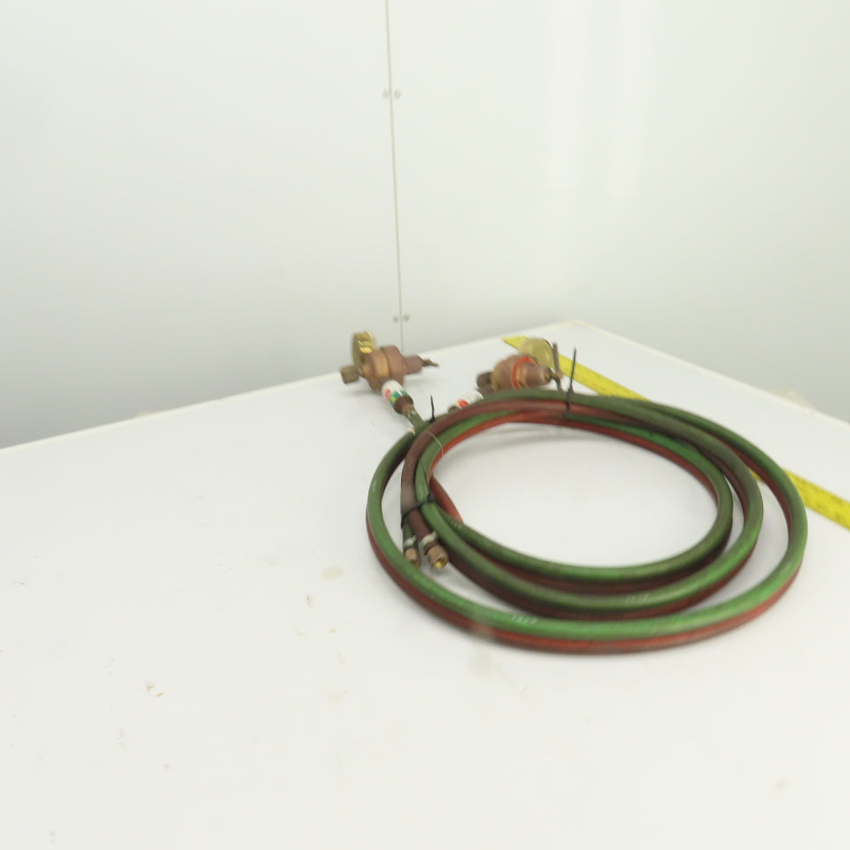 Harris 447-50 447NC-15 Oxygen & Acetylene Regulator/Hose Assembly 12' W/Arrestor