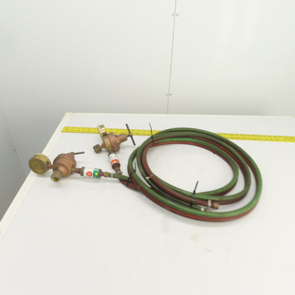 Harris 447-50 447NC-15 Oxygen & Acetylene Regulator/Hose Assembly 12' W/Arrestor