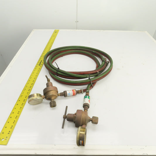 Harris 447-50 447NC-15 Oxygen & Acetylene Regulator/Hose Assembly 12' W/Arrestor
