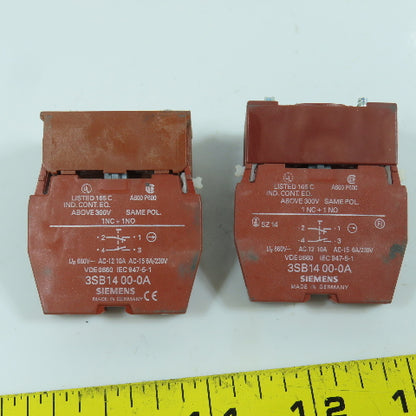 Siemens 3SB1400-0A Auxiliary Contact Block 600V Lot Of 2