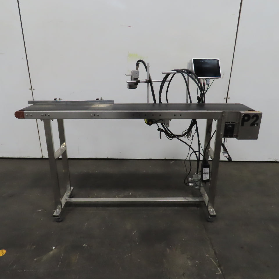7-1/2" x 58" Variable Speed Slide Bed Belt Conveyor 0-75FPM 220V 1Ph W/ Printer