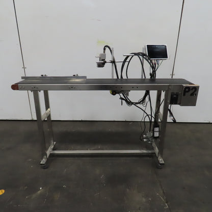 7-1/2" x 58" Variable Speed Slide Bed Belt Conveyor 0-75FPM 220V 1Ph W/ Printer