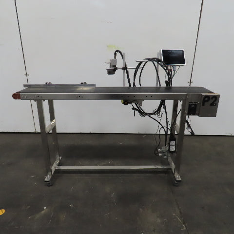 7-1/2" x 58" Variable Speed Slide Bed Belt Conveyor 0-75FPM 220V 1Ph W/ Printer