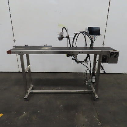 7-1/2" x 58" Variable Speed Slide Bed Belt Conveyor 0-75FPM 220V 1Ph W/ Printer