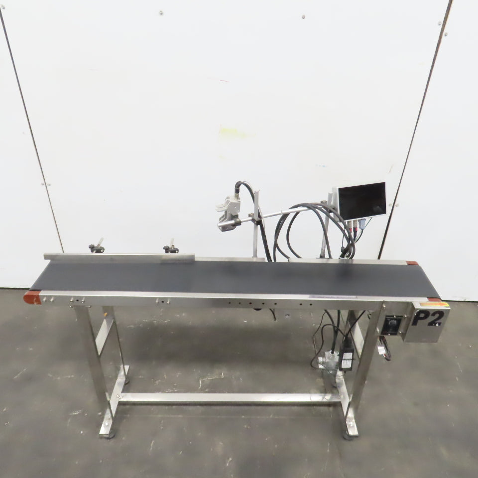 7-1/2" x 58" Variable Speed Slide Bed Belt Conveyor 0-75FPM 220V 1Ph W/ Printer