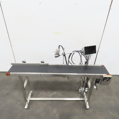 7-1/2" x 58" Variable Speed Slide Bed Belt Conveyor 0-75FPM 220V 1Ph W/ Printer