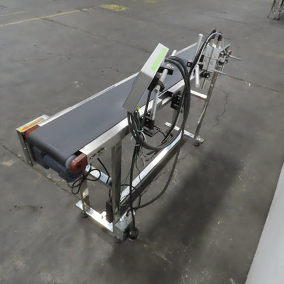 7-1/2" x 58" Variable Speed Slide Bed Belt Conveyor 0-75FPM 220V 1Ph W/ Printer