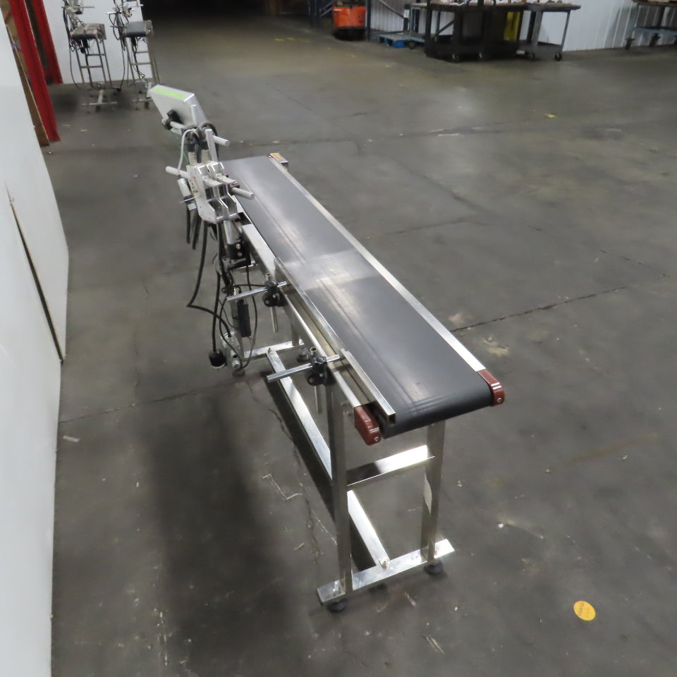 7-1/2" x 58" Variable Speed Slide Bed Belt Conveyor 0-75FPM 220V 1Ph W/ Printer