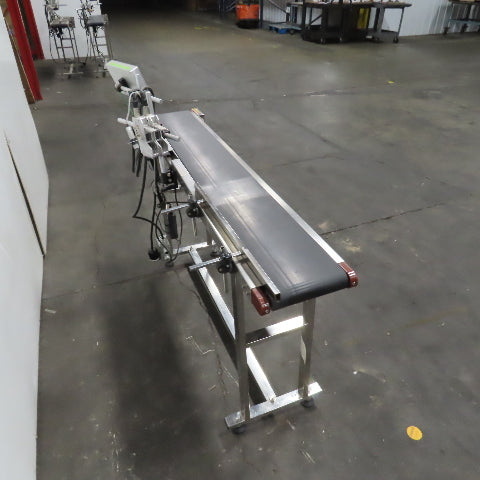 7-1/2" x 58" Variable Speed Slide Bed Belt Conveyor 0-75FPM 220V 1Ph W/ Printer
