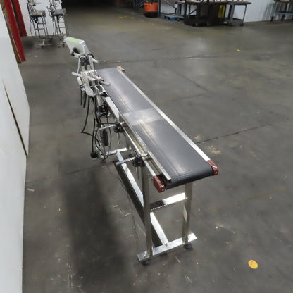 7-1/2" x 58" Variable Speed Slide Bed Belt Conveyor 0-75FPM 220V 1Ph W/ Printer