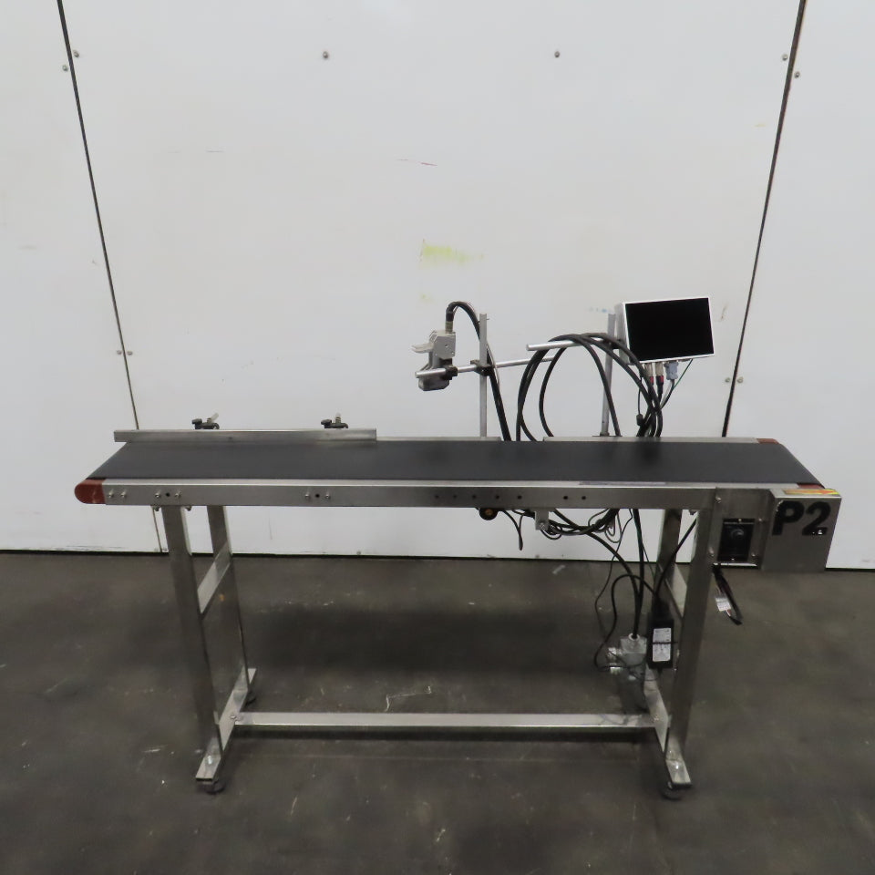 7-1/2" x 58" Variable Speed Slide Bed Belt Conveyor 0-75FPM 220V 1Ph W/ Printer