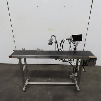 7-1/2" x 58" Variable Speed Slide Bed Belt Conveyor 0-75FPM 220V 1Ph W/ Printer