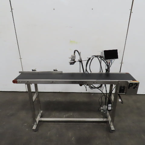 7-1/2" x 58" Variable Speed Slide Bed Belt Conveyor 0-75FPM 220V 1Ph W/ Printer