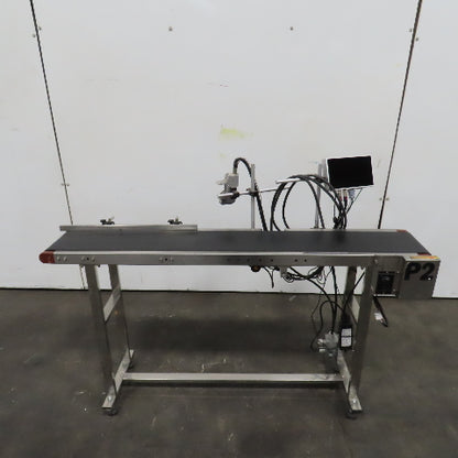 7-1/2" x 58" Variable Speed Slide Bed Belt Conveyor 0-75FPM 220V 1Ph W/ Printer