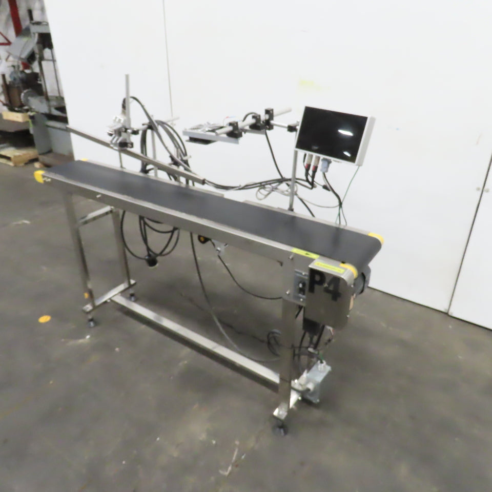 7-1/2" x 58" Variable Speed Slide Bed Belt Conveyor 0-104FPM 220V 1Ph W/Printer