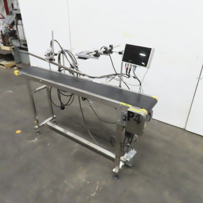 7-1/2" x 58" Variable Speed Slide Bed Belt Conveyor 0-104FPM 220V 1Ph W/Printer