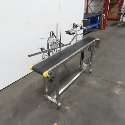 7-1/2" x 58" Variable Speed Slide Bed Belt Conveyor 0-104FPM 220V 1Ph W/Printer