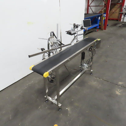 7-1/2" x 58" Variable Speed Slide Bed Belt Conveyor 0-104FPM 220V 1Ph W/Printer