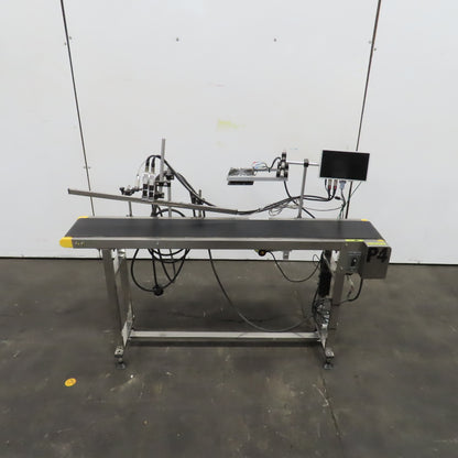 7-1/2" x 58" Variable Speed Slide Bed Belt Conveyor 0-104FPM 220V 1Ph W/Printer