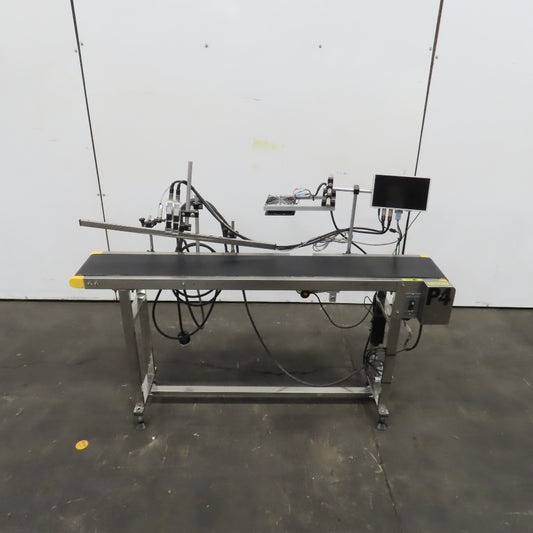 7-1/2" x 58" Variable Speed Slide Bed Belt Conveyor 0-104FPM 220V 1Ph W/Printer
