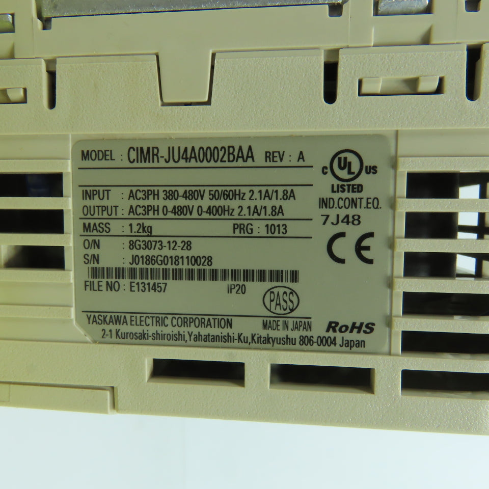Yaskawa CIMR-JU4A0002BAA 2.1/1.8A AC VFD Drive 380-480V Input 3PH
