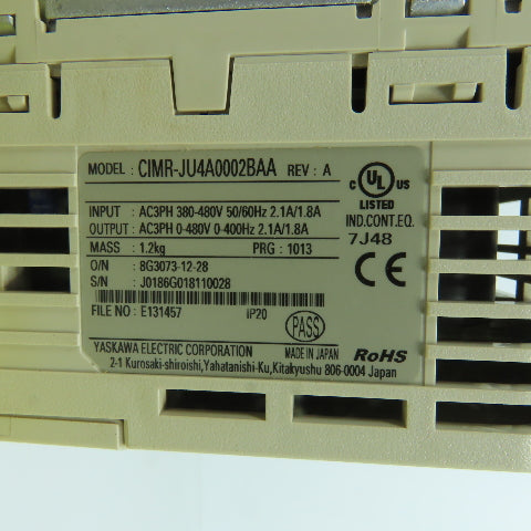 Yaskawa CIMR-JU4A0002BAA 2.1/1.8A AC VFD Drive 380-480V Input 3PH