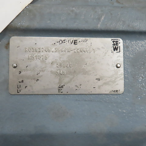 Sew-Eurodrive KH107B Helical Bevel Gear Reducer 25HP 60RPM Out 230/460V 3PH