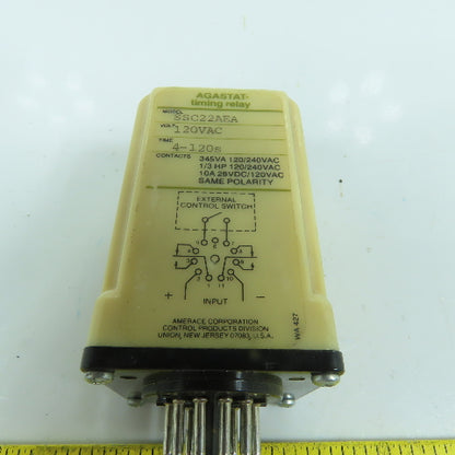 Agastat SSC22AEA Timing Relay 4-120 Seconds 120VAC 11-Pin (No Knob)
