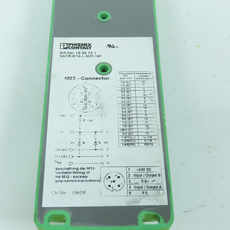 Phoenix Contact SACB-8/16-L-M23 180 Sensor Actuator Box M23 Connector