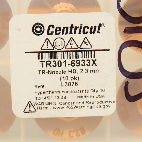 Hypertherm TR301-6933X Centricut TR Nozzle HD 2.3mm Lot Of 10