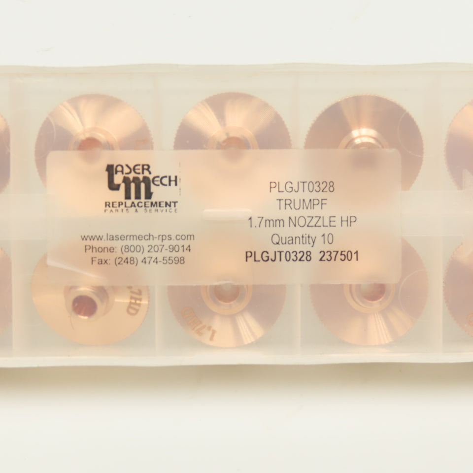 Laser Mech PLGJT0328 237501 Nozzle HP 1.7mm Lot Of 10