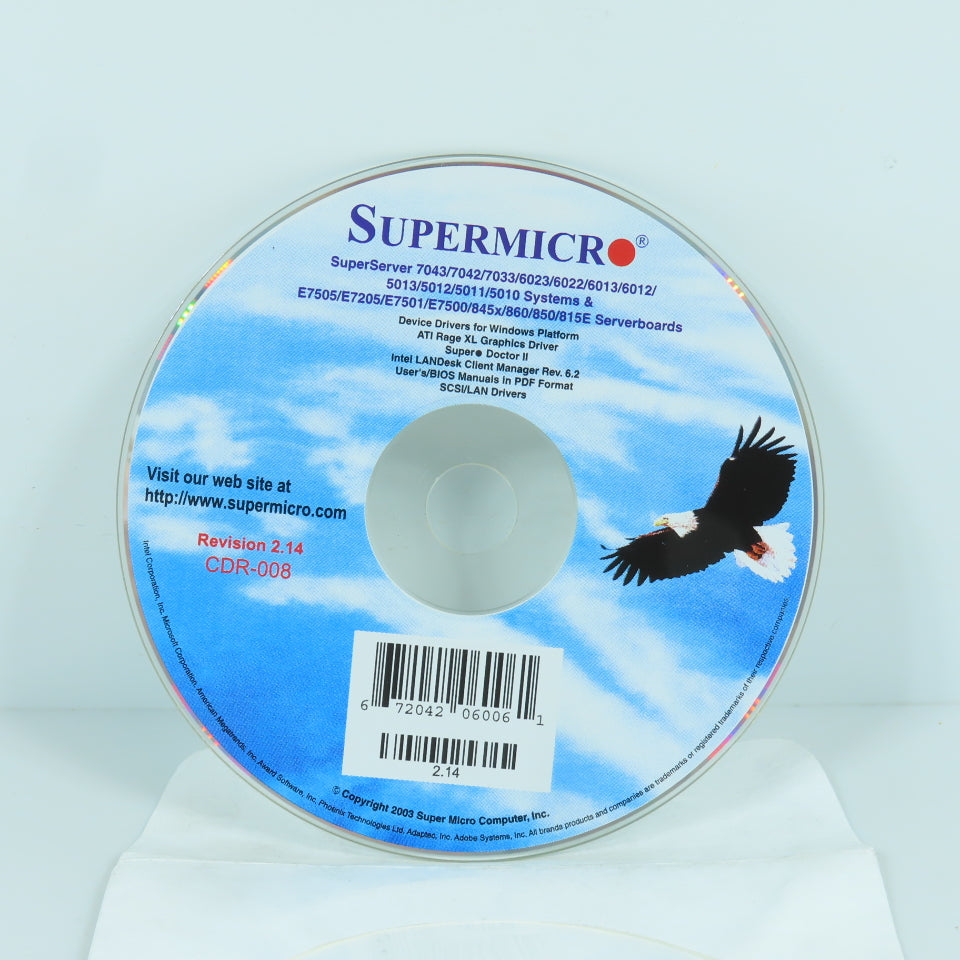 Supermicro CDR-008 SuperServer Device Drive For Windows Platform Revis ...