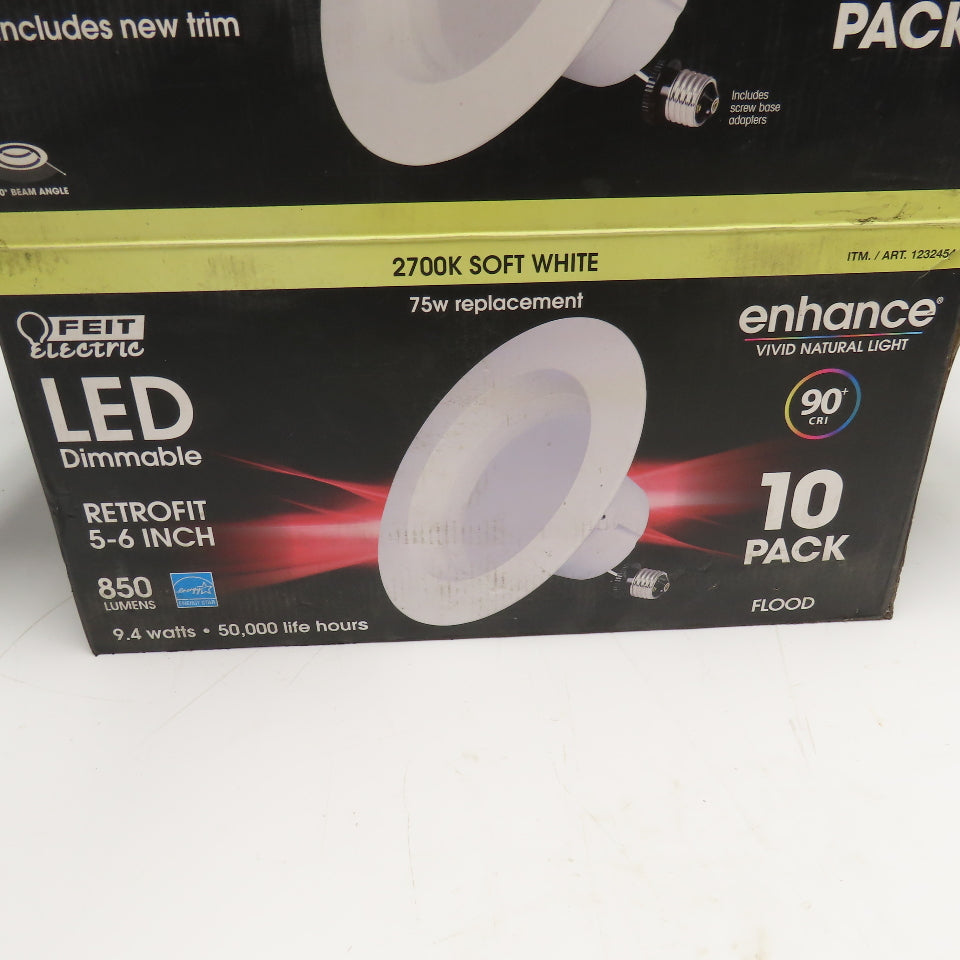 Feit 1232454 CELEDR6/927/10 120V LED Dimmable Recessed Light Retrofit Case Of 10