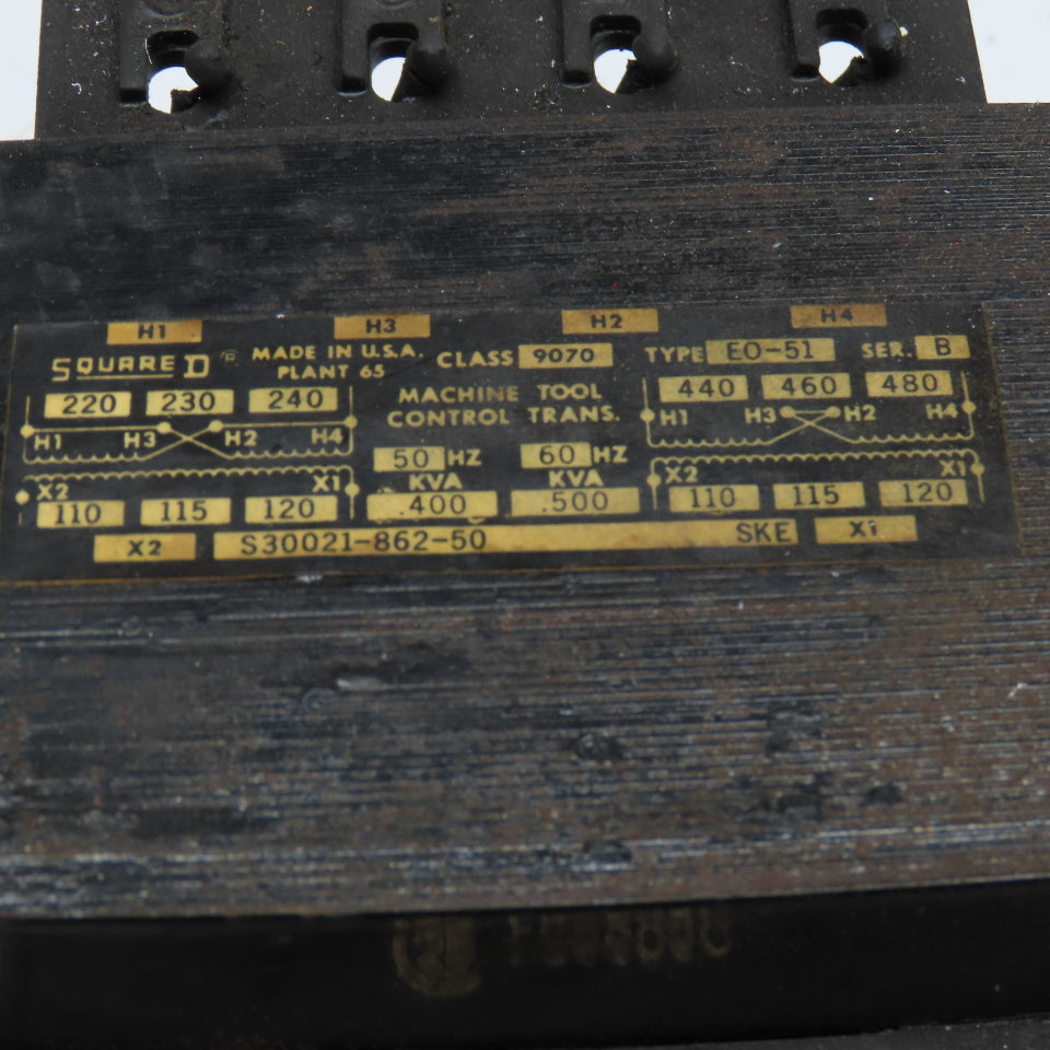 Square D S30021-862-50 220-240/480V Pri .500kVa 110-115/120V Sec Transformer