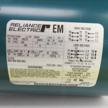 Cleveland ICHS 20:1 Ratio Right Hand Gear Reducer 86RPM 1/2HP 3PH Reliance Motor
