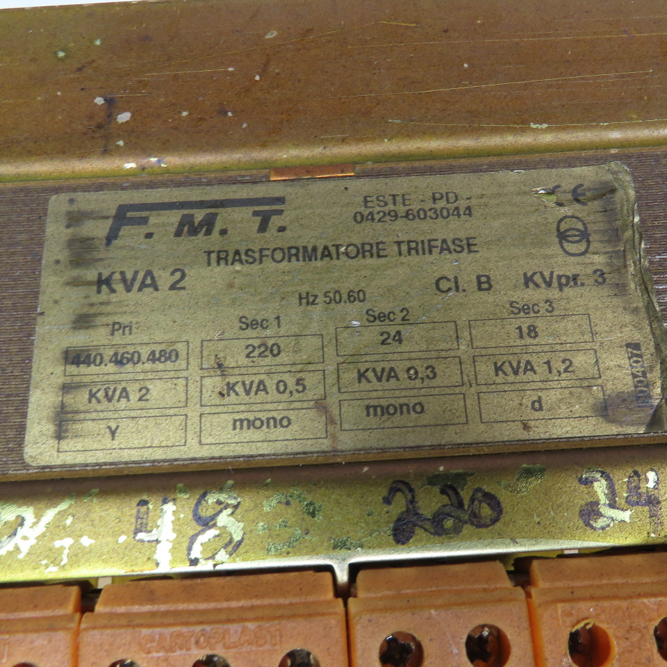 FMT 440-460/480V Pri 2kVa 18/24/220V Sec 3 Ph Transformer