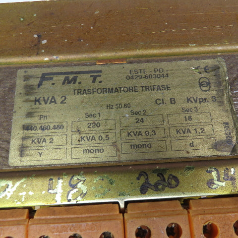FMT 440-460/480V Pri 2kVa 18/24/220V Sec 3 Ph Transformer