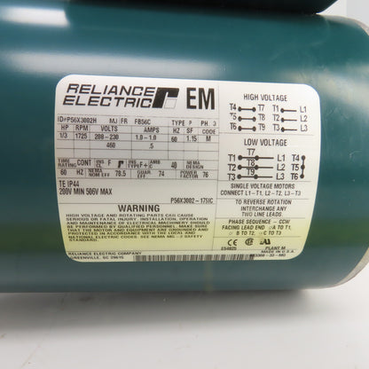 Cleveland ICHS 20:1 Ratio Right Hand Gear Reducer 86RPM 1/3HP 3PH Reliance Motor