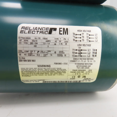 Cleveland ICHS 20:1 Ratio Right Hand Gear Reducer 86RPM 1/3HP 3PH Reliance Motor