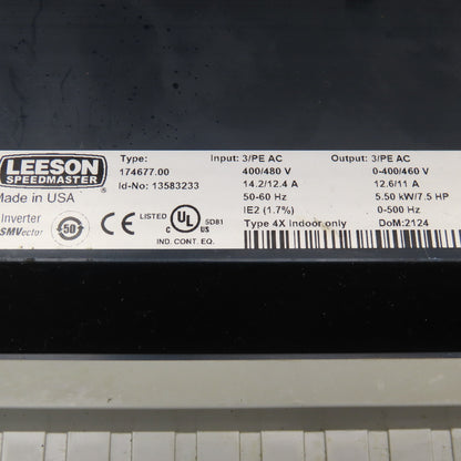 Leeson 174677.00 Speedmaster 400/480V Input VFD Drive 7.5Hp 0-500Hz