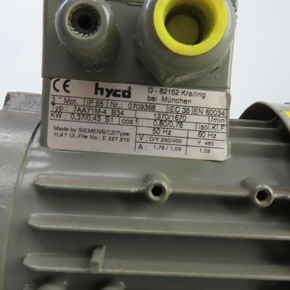 Hyco ML-348-D37-SA P-173/2 Diaphragm Vacuum Pump 230/460V 0.43kW Trumpf 352561