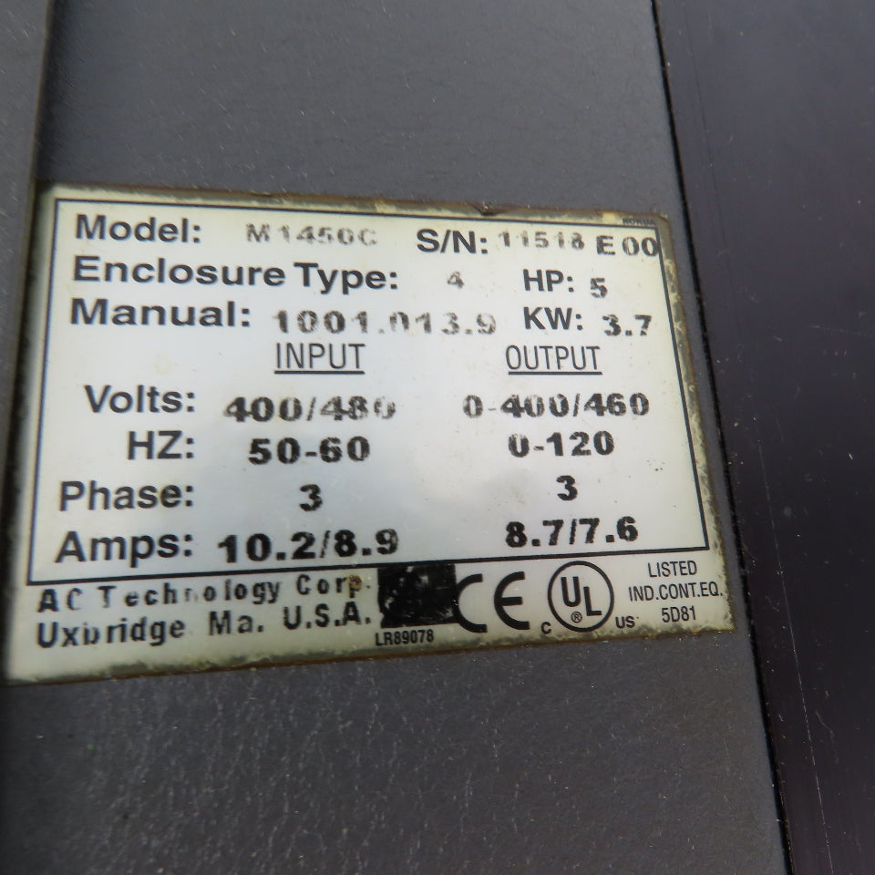 AC Tech M1450C 400/480V 3Ph Input Speed Control Drive 0-400/460V 0-120Hz 5Hp