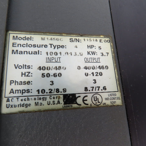 AC Tech M1450C 400/480V 3Ph Input Speed Control Drive 0-400/460V 0-120Hz 5Hp