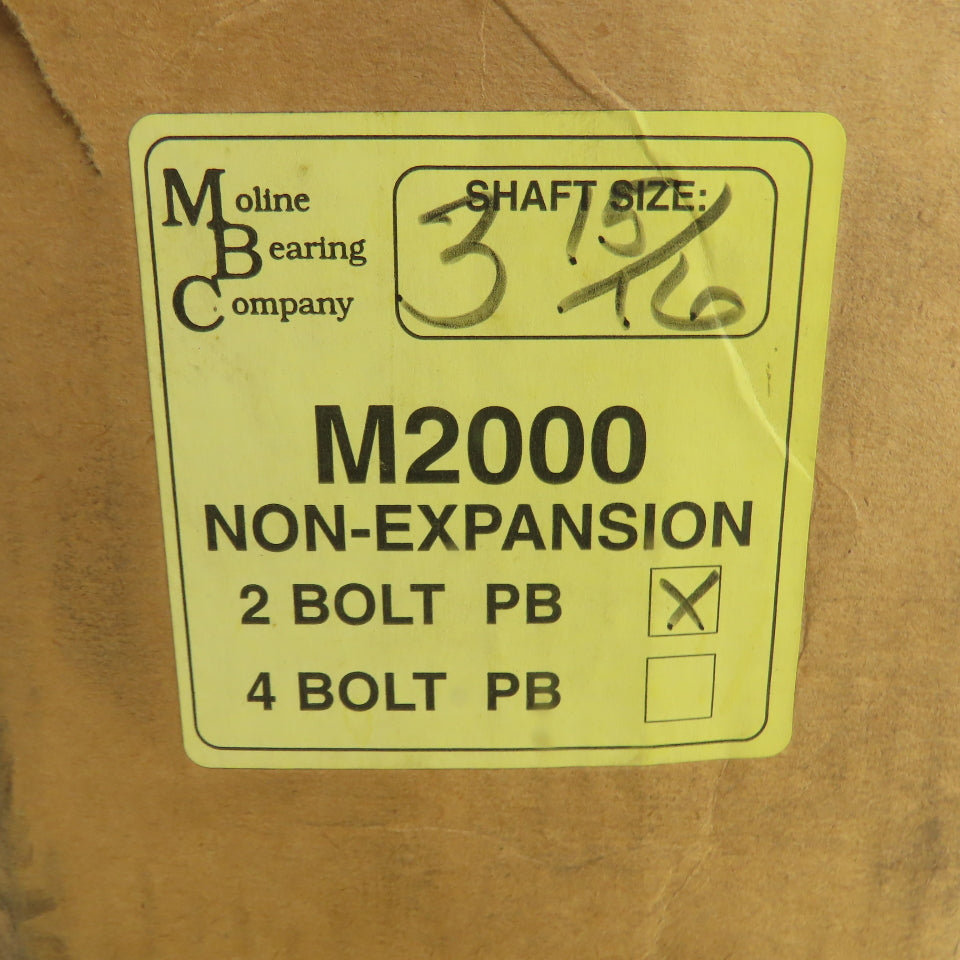 Moline M2000 2-Bolt Pillow Block Bearing Unit 3-15/16" Bore W/476220B