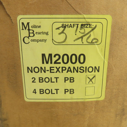 Moline M2000 2-Bolt Pillow Block Bearing Unit 3-15/16" Bore W/476220B