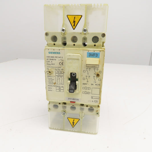 Siemens 3VF3111-6BS31-0AA0 100A 600V 3 Pole Circuit Breaker