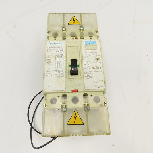 Siemens 3VF3 160A 600V 3 Pole Circuit Breaker